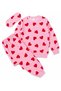 Girl's Cotton Cotton-Padded Pink Patterned Eye Patched Long Sleeve Winter Pajama Set - 2