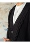 Knitted Detailed Oversize Knitwear Cardigan t Black - 3
