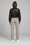 Women's black leather jacket - belt detailed oversize leather jacket - 5