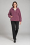 Women's Plum Oversize Hooded Plush Sweatshirt with Pockets - 4