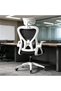 Black and White Office Chair, Height Adjustable Ergonomic Desk Chair, 360° Swivel Mesh Computer Chair with Headrest for Home Office - 7