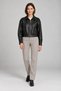 Women's black leather jacket - belt detailed oversize leather jacket