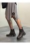 Black Leather Stone Women's Casual Boots - 3
