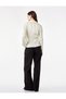 Slim Fit Long Sleeve Gathered Collar Satin Shirt - 4