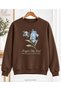 Women's Forget-Me-Not Floral Printed Crew Neck Sweatshirt - Oversized Sweatshirt with Typography Pattern