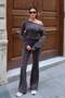 Modal Oysho Off-Shoulder Double Set Brown