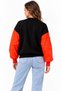 New Season Women's Stripe Patterned, Contrast Colored, Zipper Pocket Sleeves, Oversize Comfortable Cut Knitwear Sweater - 3