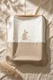 Bunny Embroidered Two-Tone Cotton Baby Blanket - Mocha & Cream Polka Dot Soft Swaddle - 3