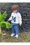 Boy's 74 Printed Ecru Sweatshirt, Blue Striped Shirt and Loose-Fit Jeans 3-Piece Set - 7