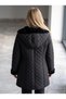 Women's Black Quilted Coat with Fur Inside 100 cm - 5