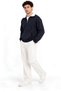 Navy Blue Men's Stand Collar Oversize Sweatshirt |   Collar Detailed 3 Thread Raster Model with Fleece Inside |   Color Blocked Off-Shoulder Long Sleeve |   Winter Sport Stylish Men's Clothing |   Modern Wide Cut - 6