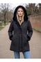 Women's Black Quilted Coat with Fur Inside 100 cm - 4
