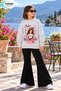 Winter, Spring, and Autumn Girls' Black Spanish Flared Bottoms and Gray Sweat Top