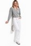 Women's V-Neck Oversize Knitwear Gray Sweater - 6