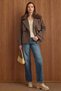 Detachable Fur Cape Detailed Short Coat Brown 3202 - 3