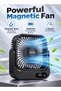 Portable Magnetic Fan, 5000mAh Rechargeable Mini Desk Fan, 5 Speeds, Multi-Angle, Black - 2