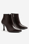 Women's Pointed Toe Goblet Heel Zippered Brown Ankle Boots - 2