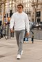 Men's Crew Neck Ribbed Knitwear White Sweater - 5