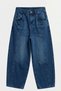 Women's Navy Blue Distressed Washed 100% Cotton Balloon Jeans - 3