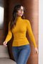 Women's High Collar Slim Fit Lycra Mustard Knitwear - 6