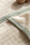 100% Cotton Checkered Patterned Sage Green Soft Textured Baby Blanket with Edge Detail and Teddy Bear Embroidery - 5