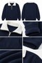 Navy Blue Men's Stand Collar Oversize Sweatshirt |   Collar Detailed 3 Thread Raster Model with Fleece Inside |   Color Blocked Off-Shoulder Long Sleeve |   Winter Sport Stylish Men's Clothing |   Modern Wide Cut - 2