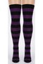 Women's Black-and-Purple Striped Cotton Knee-High Socks - Patterned Socks