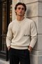Men's Cool Life Embroidery Text Detailed Crew Neck Regular Fit Acrylic Cotton Blend Knitwear Sweater - 3