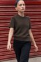 Women's Short Sleeve Crew Neck Premium Coffee Sweatshirt - 4