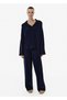 Rib Detail Navy Blue Cashmere Knitwear - 2