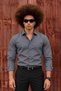 Men's Classic Stylish Long Classic Buttoned Anthracite Shirt