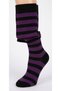 Women's Black-and-Purple Striped Cotton Knee-High Socks - Patterned Socks - 5