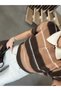 Brown Polo Collar Wool Textured Striped Half Sleeve Knit Sweater - 1289 - 3