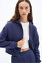 Women's 3 Thread Cotton Hooded Zipper Sweatshirt and Wide Leg Sweatpants - Sweat Suit Set - 5