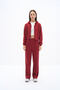 Women's Stone Color 3 Thread Cotton Hooded Zipper Sweatshirt and Wide Leg Sweatpants - Sweatpants Set