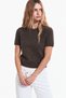 Women's Crew Neck Short Sleeve Soft Brown Knitwear Sweater - 2