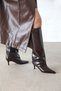 Dark Women's Casual Cut Wrinkled Leather Boots - 4