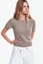 Women's Crew Neck Short Sleeve Soft Cream Knitwear Sweater - 3