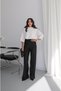 Black Draped Satin Wide-Leg Trousers
