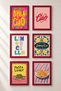 6 Piece Cheerful Italian Writings Framed Painting Set Italy Posters Wall Decor Sixit29