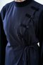 Women's Chinese Buttoned Stand Collar Suit Navy Blue - 6