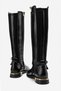 Valentina Women's Gold Metal Heel Detailed Back Stretch Black Boots Below the Knee - 4