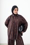 Women's Geometric Pattern Satin Set Brown - 3