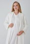 Ecru Lace and Pleated Detailed Buttoned Maternity & Postpartum Nightgown and Robe Double Set - Postpartum Hospital Discharge Maternity Set - 4