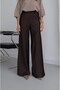Bitter Brown Draped Satin Wide Leg Trousers - 2