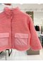 Children's Pink Plush Jacket with Stand Collar, Zipper Closure, Flap Pockets, Teddy Coat - 5