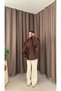 High Collar Jacket with Drawstring Detail - 110 - 50004 - Brown - 2