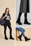 Women's Genuine Suede Lace-Up Zippered Boots Black Thick Non-Slip Sole Orthopedic Winter Ankle Boots - 3