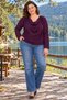Plus Size Women's Degaje Collar Stylish Casual Long Sleeve Blouse - 5