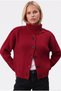 Women's Walf Red Knitwear Cardigan with Stand Collar and Epaulettes - 3